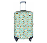 DJnni Housse de protection pour valise de voyage avec fleurs de dessin animé Poméraniens de 45,7 à 81,3 cm, Fête de pizza., M