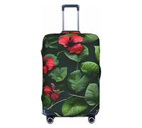 DJnni Housse de protection pour valise de voyage de 45,7 à 81,3 cm, Feuilles végétales avec fleurs d'hibiscus, S