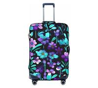 DJnni Housse de protection pour valise de voyage rouge vin rouge 45,7 à 81,3 cm, Fleur violette et bleu sarcelle, M