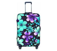 DJnni Housse de protection pour valise de voyage rouge vin rouge 45,7 à 81,3 cm, Fleurs violettes et bleu sarcelle, S