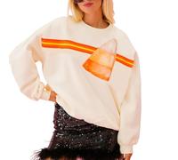 DJNVPZNT Sweatshirt Halloween Y2K avec sequins brillants pour femmes, pull mignon avec fantôme, col rond à porter lors de fêtes d'Halloween,Apricot,S