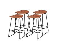 Djoda - lot de 4 tabourets de bar - bois massif d'acacia - Noir / Bois