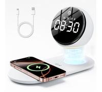 DJOIN Enceinte Bluetooth Portable Multifonction BT 5.3 Haut-parleur Stéréo Chargeur sans fil Réveil Numérique Veilleuse Bruit Blanc