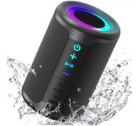DJOIN Enceinte Portable, son 360°, Haut-parleur Bluetooth 5.4, IPX5, Appairage Stéréo, RGB, AUX, carte TF, 1800 mAh, Mains Libres