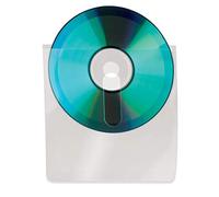 Djois, 10236 - Lot de 10 Pochettes Adhésives CD/DVD avec Encoche pour 1 Disque, Support Permanent pour Archivage, Manuels d’Utilisation et Documents