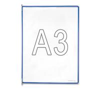 Djois, 113001 - Lot de 10 Poches à Pivots A3 Portrait - Tarifold Système d'Affichage et Présentation Documents Professionnel - PVC Souple, Résistant, Anti - Reflets, Cadre Acier - Bleu