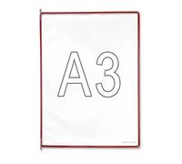Djois, 113003 - Lot de 10 Poches à Pivots A3 Portrait - Tarifold Système d'Affichage et Présentation Documents Professionnel - PVC Souple, Résistant, Anti - Reflets, Cadre Acier - Rouge