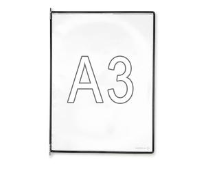 Djois, 113007 - Lot de 10 Poches à Pivots A3 Portrait - Tarifold Système d'Affichage et Présentation Documents Professionnel - PVC Souple, Résistant, Anti - Reflets, Cadre Acier - Noir