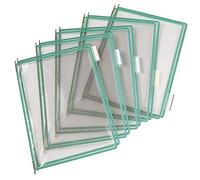 Djois, 114005 - Poches à Pivots A4 Portrait, Cadre Acier, 10 pcs, Vert | PVC Souple Résistant, Anti-Reflets, Cadre Acier, Système d'Affichage Tarifold pour Documents Professionnels