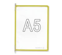 Djois, 115004 - Lot de 10 Poches à Pivots A5 Portrait - Tarifold Système d'Affichage et Présentation Documents Professionnel - PVC Souple, Résistant, Anti - Reflets, Cadre Acier - Jaune