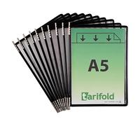 Tarifold Fr 115007- Pack de 10 Pochettes à Pivots A5 PVC pour Support Kit Mural et Pupitre Porte Document Métal, Couleur Noir (10 Pochettes)