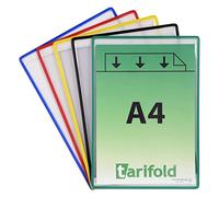 Djois, 134529 - Poches Tarifold Adhésives A4 pour Affichage, 5 pcs | Repositionnable sans traces · Cadre renforcé par fil d'acier · Lecture sans reflets · Affichage durable