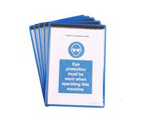 Djois, 194601 - Lot de 5 pochettes magnétiques Tarifold A4 Portrait Bleu Renforcé PVC Anti-éblouissement Bande Magnétique Usine Bureau Boutique Incassable Fabriqué en France