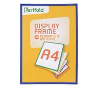 Djois 194881 - Cadre d’Affichage Rigide Adhésif Permanent A4, Porte-Document Mural Couleur, Signalétique Professionnelle, Usage Professionnel Bureau, Commerce, École et Industrie, Bleu