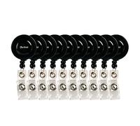 Djois 200518- Lot 10 Porte Badge Enrouleur Rétractable Black Line -60cm - avec Clip Ceinture- Noir (Lot 10 pcs)