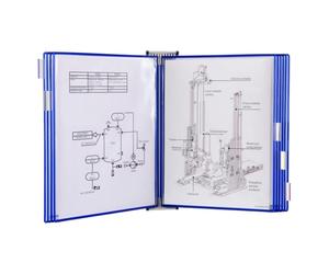 Djois, 413101 - Système de Présentation Mural Métal A3-10 Poches à Pivots PVC Antireflet - Support Robuste Tarifold Affichage Professionnel Industrie, Entrepôts, Magasins, Bureaux - Bleu