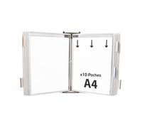 Djois, 414102 - Système de Présentation Mural Métal A4-10 Poches à Pivots PVC Antireflet - Support Robuste Tarifold Affichage Professionnel Industrie, Entrepôts, Magasins, Bureaux - Blanc