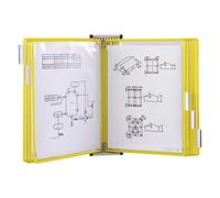 Djois, 414104 - Présentation Mural Métal A4, Antireflet, 10 Poches, Jaune | Métal Robuste, Poches à Pivots PVC Antireflet, pour Industrie, Entrepôts, Magasins et Bureaux