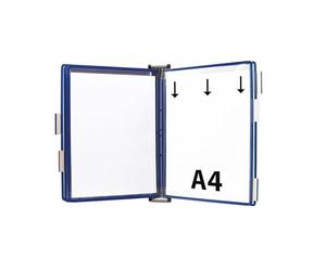 Djois, 414151 - Système de Présentation Mural Métal A4-5 Poches à Pivots PVC Antireflet - Support Robuste Tarifold Affichage Professionnel Industrie, Entrepôts, Magasins, Bureaux - Bleu
