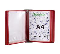 Djois, 414263 - Système d'affichage mural en acier inoxydable Tarifold, A4, 10 pochettes transparentes, Rouge, 1 pièce, Hygiène, Documents protégés, Industrie agroalimentaire, Kit inclus
