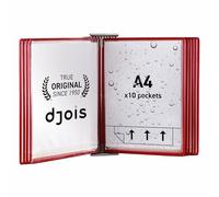 Djois, 414263 - Système de Présentation Mural Inox A4 DryPocket - 10 Poches PVC Anti - Humidité Nettoyables - Tarifold Affichage Professionnel, Industrie, Horeca et Hôpitaux - Rouge