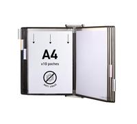 Djois, 414507 - Présentation Mural Antimicrobien A4, PVC, 10 Poches, Noir | PVC Antimicrobien, Pivots Métalliques, pour Hôpitaux, Bureaux et Affichage Professionnel