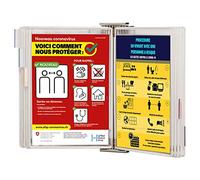 Djois, 414562 - Kit de Présentation Mural Sterifold avec 10 Poches A4 PVC Antimicrobien - Tarifold Organisation Documentation, Affichage Professionnel, Horeca, Hôpitaux, Bureaux - Blanc/Inox