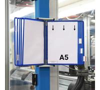 Djois 415101 - Système d'affichage mural en métal Tarifold, A5, 10 pochettes, Bleu, 1 pièce, Protège et organise les documents, Accès immédiat, Extensible, Fabriqué en France