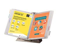 Djois, 434802 - Système de Présentation Pupitre Antimicrobien Inox A4-10 Poches à Pivots Tarifold en PVC Antimicrobien avec Pivots en Inox - pour la Santé et la Restauration - Blanc