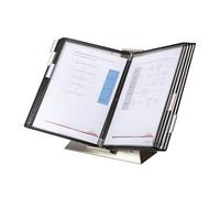 Djois, 434807 - Système de Présentation Pupitre Antimicrobien Inox A4-10 Poches à Pivots Tarifold en PVC Antimicrobien avec Pivots en Inox - pour la Santé et la Restauration - Noir