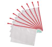 Djois made by Tarifold 509003- Lot de 8 Pochettes Plastique A4 Zip, Fermeture éclair Document Chemises transparentes Dossier pour Bureaux, Voyage, école, Maison, Couleur Rouge