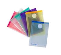 Djois, 510219 - Enveloppes PP pour cartes, notes, tickets et petits documents, avec fermeture scratch pratique, Couleurs assorties, Format A7 portrait, Lot de 6 pcs