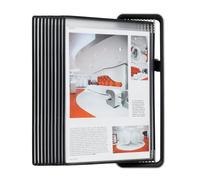 Djois, 714507 - Présentation Mural VEO A4, Antireflet, PP, 10 Poches, Noir | Aluminium Brossé et ABS, Poches à Pivots Antireflet, pour Affichage et Consultation de Documents