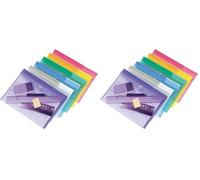 Djois made by Tarifold 12 Enveloppes Porte-documents Plastique Fermeture Scratch Format A4-6 couleurs x2 (Bleu, Violet, Vert, Jaune, Rose, Transparent) - 510209 (Lot de 2)