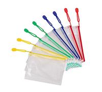 Djois made by Tarifold 509069- Lot de 8 Pochettes Plastique Format A6 Zip, Fermeture éclair Document Chemises transparentes Dossier pour Bureaux, Voyage, école, Maison, Couleurs Assortie