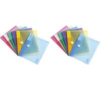 Djois made by Tarifold 6 Enveloppes Porte-documents Plastique Recy ermeture Scratch Format A5-6 couleurs (Bleu, Violet, Vert, Jaune, Rose, Transparent) - 510259 (Lot de 2)