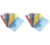 Djois Made by Tarifold 6 Enveloppes Recyclé Porte-Documents Plastique Non Perforées Fermeture Scratch Format M65 / Chèque - 6 Couleurs (Bleu, Violet, Vert, Jaune, Rose, Transparent) - 510279