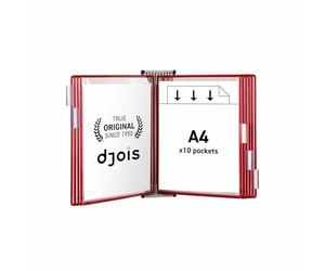 Djois made by Tarifold Fr 414103 - Support Kit Mural document Tarifold métal, 10 pochettes A4 Rouge, Présentation documents