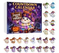 Djowyh 2025 Calendrier De Compte À Rebours Pour Halloween | 24 Pendants Fantôme Calendrier De Compte À Rebours Pour Halloween | Décor Mural Plat En Acrylique Pour Famille Adultes Ados Amis