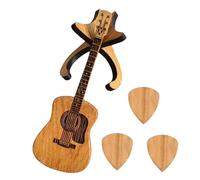 Djowyh Boîte à médiato en Bois pour Guitare Acoustique, 2024 Nouveau 3 médiators de Guitare en Bois | Support médiator en Bois pour Basse électrique, ami, Étui de Guitare + Support + médiator, Voir
