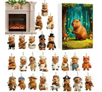 Djowyh Calendrier de l'Avent Capybara,Pendentifs 2D Acrylique Mignons,Avent De 24 Jours Avec Jouet Capybara - Pour Décoration De Voiture Rétroviseur Chaussette Cheminée Tradition Fêtes Sac À Dos