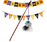 Djowyh Canne à pêche Interactive pour Chat - pour Halloween - Ergonomique - avec de - pour Lutter Contre l'ennui, la Simulation de Chasse, l'entraînement et l'exercice