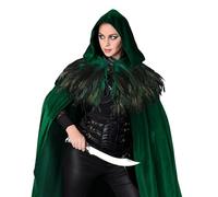 Djowyh Cape à capuche pour femme - Cape en velours avec capuche - Accessoire de tenue pour le Moyen-Âge Adulte, Homme, Femme, Sorcière, Fêtes, Événements, Cosplay