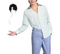 Djowyh Costumes de cosplay d'anime, vêtements de déguisement avec collier, t-shirt et perruque, tenues de scène anime, pour fête, cosplay, Halloween, festival de musique, carnaval, représentations sur