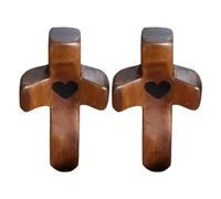 Djowyh Croix en Bois « Mon Cœur » | Croix de héros à la Main | Croix en Bois Faite à la Main Cadeau d'encouragement pour Les Amis, prière, Famille, Embrayage 1/2 pièce