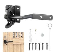 Djowyh De Porte Pour Clôture En Bois - Verrou de Porte Noir à Fermeture Automatique - Sécurité pour Porche Ferme Jardin Grange Maison Campagne Animaux Domestiques Bois Piscine Cour