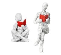 Djowyh Figurine de Femme lisant en résine - Décoration pour étagère - 2 Sculptures de pensée abstraites Faites à la Main - Figurine d'art Moderne pour la Maison et Le Bureau