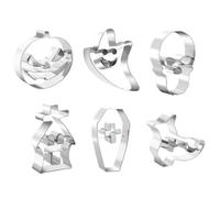 Djowyh Lot de 6 emporte-pièces d'Halloween - Tête de mort - Accessoires de cuisson pour desserts - Pour bricolage créatif, pâtisserie, cuisine, fête, fête de famille, fête d'Halloween