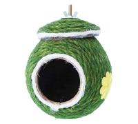 Djowyh Nichoir en noix de coco - Tissé à la main - En cuir de noix de coco naturel - Anti-morsure - Avec housse en corde tissée - Pour perroquets, perruches, calopsittes, inséparables, pinsons