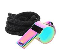 Djowyh Sifflet d'arbitre en acier inoxydable avec cordon de transport - Accessoire de sport et d'extérieur multifonction pour basket-ball, football, entraînement d'arbitre et entraîneur